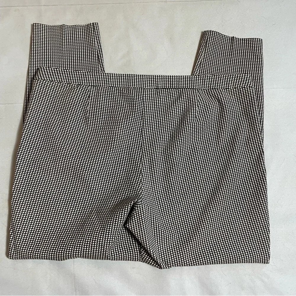 New Alfani Gingham Black White Pull On Stretch Cotton Blend Pants Size 16